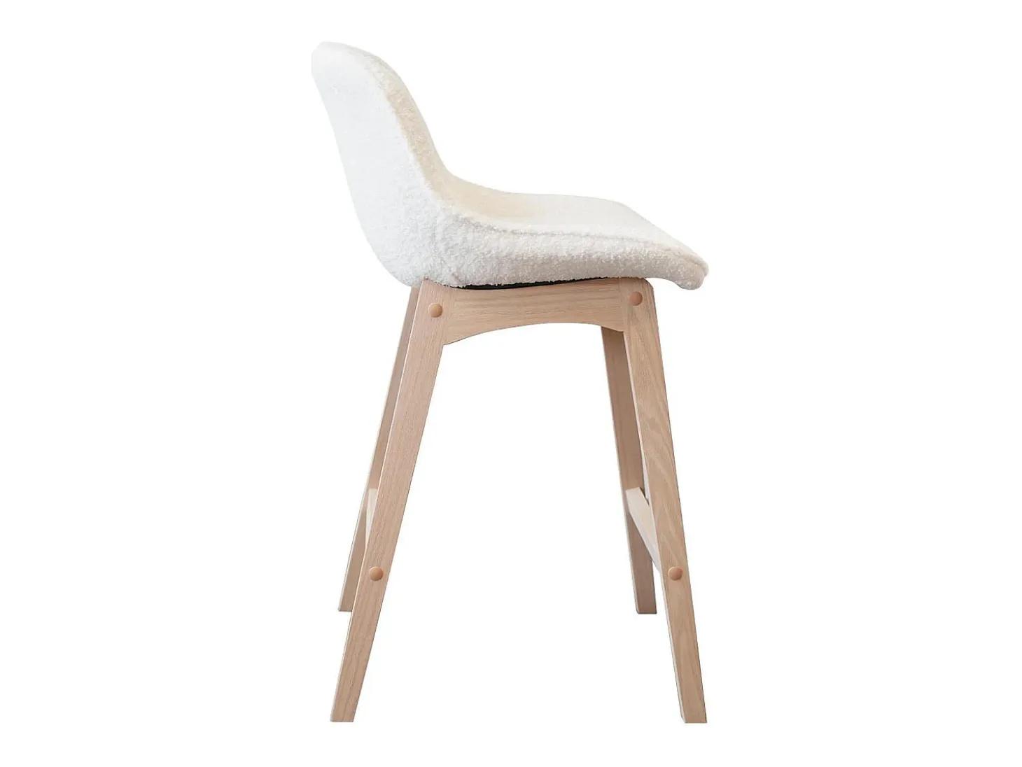 Conjunto de sillas de isla y bar de roble con asiento de tela de rizo MILK de 65 cm