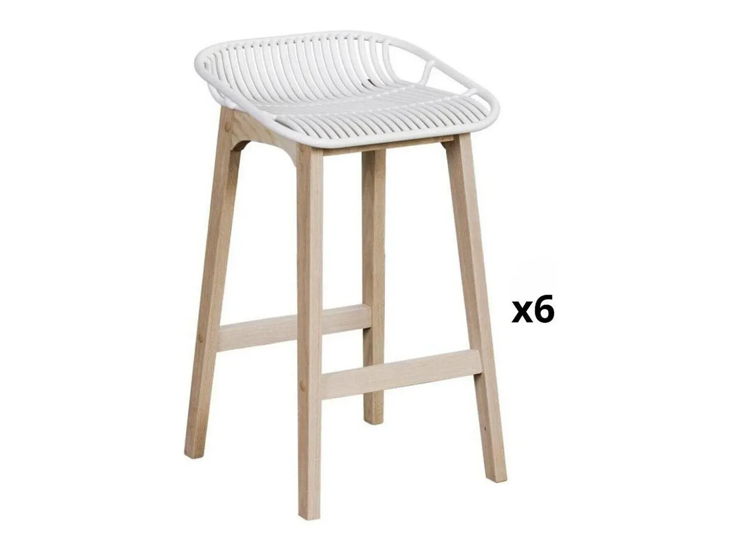 Conjunto de sillas de isla y bar MALMO de roble de 65 cm con asiento de plástico