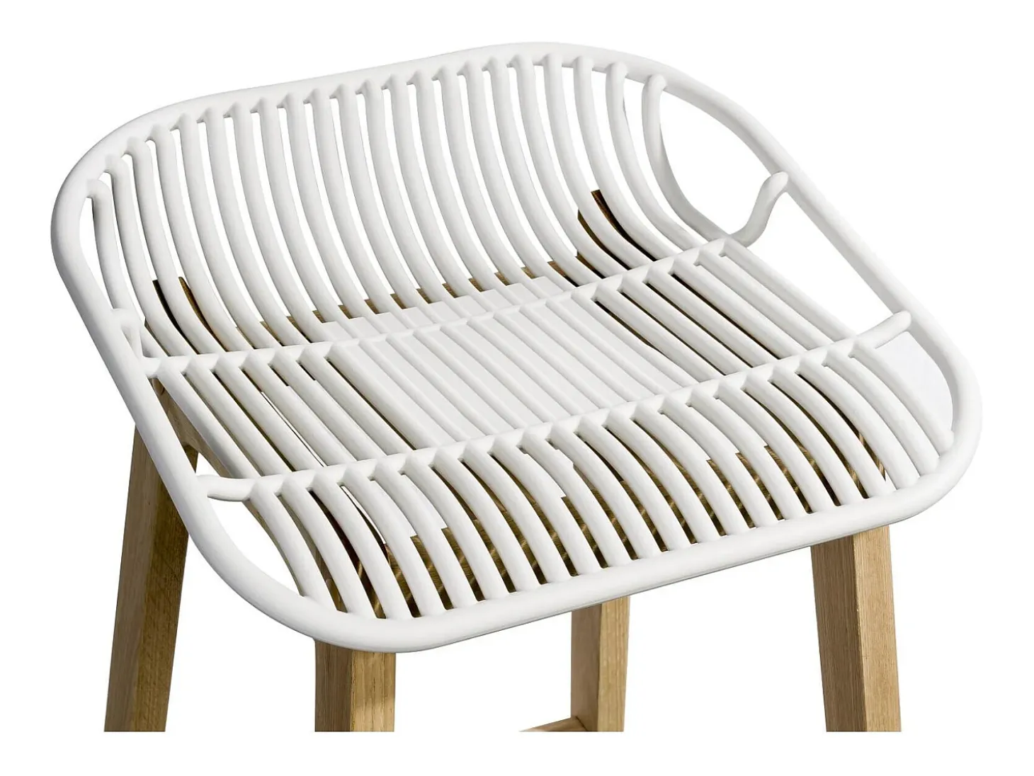 Conjunto de sillas de isla y bar MALMO de roble de 65 cm con asiento de plástico