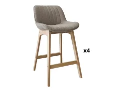 Conjunto de sillas de isla y bar de roble con asiento de tela de rizo MILK de 65 cm