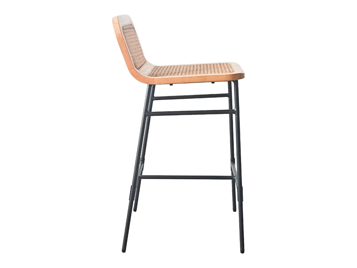 Conjunto de sillas de isla y bar de metal SANA con asiento de caña de 65 cm