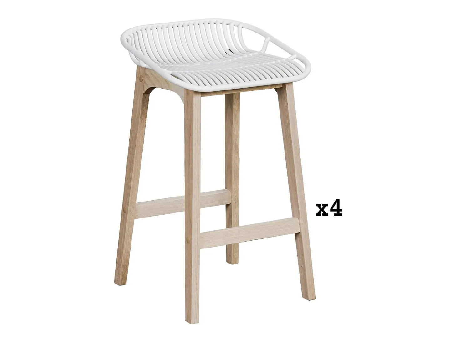 Conjunto de sillas de isla y bar MALMO de roble de 65 cm con asiento de plástico