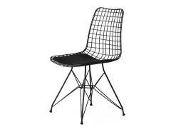 Conjunto de sillas Kailua 1656, Negro, 81x46x43cm, Piel natural, Metálico, Metal