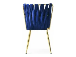 Conjunto de sillas Kailua 1648, Azul oscuro|Dorado, 82x43x43cm, Tapiz, Metálico