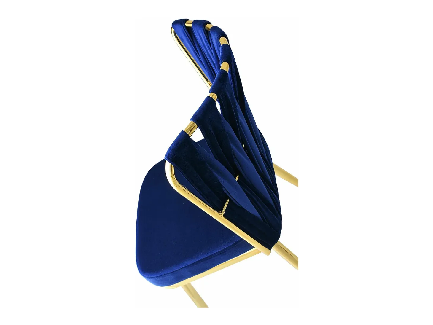 Conjunto de sillas Kailua 1648, Azul oscuro|Dorado, 82x43x43cm, Tapiz, Metálico