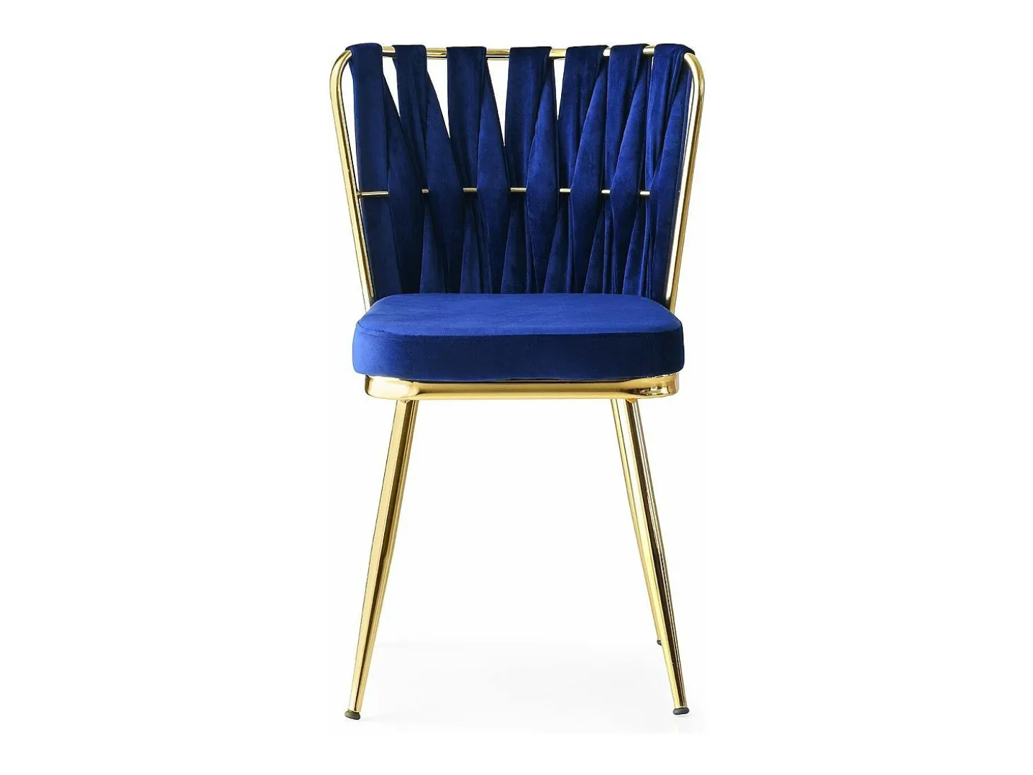 Conjunto de sillas Kailua 1648, Azul oscuro|Dorado, 82x43x43cm, Tapiz, Metálico