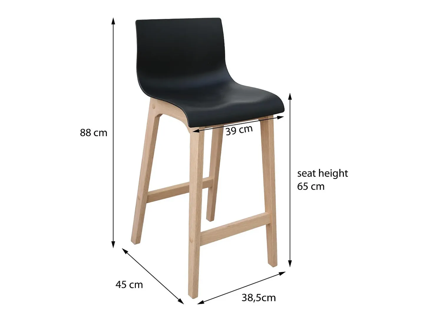 Conjunto de taburetes de bar de roble 65cm TANNA