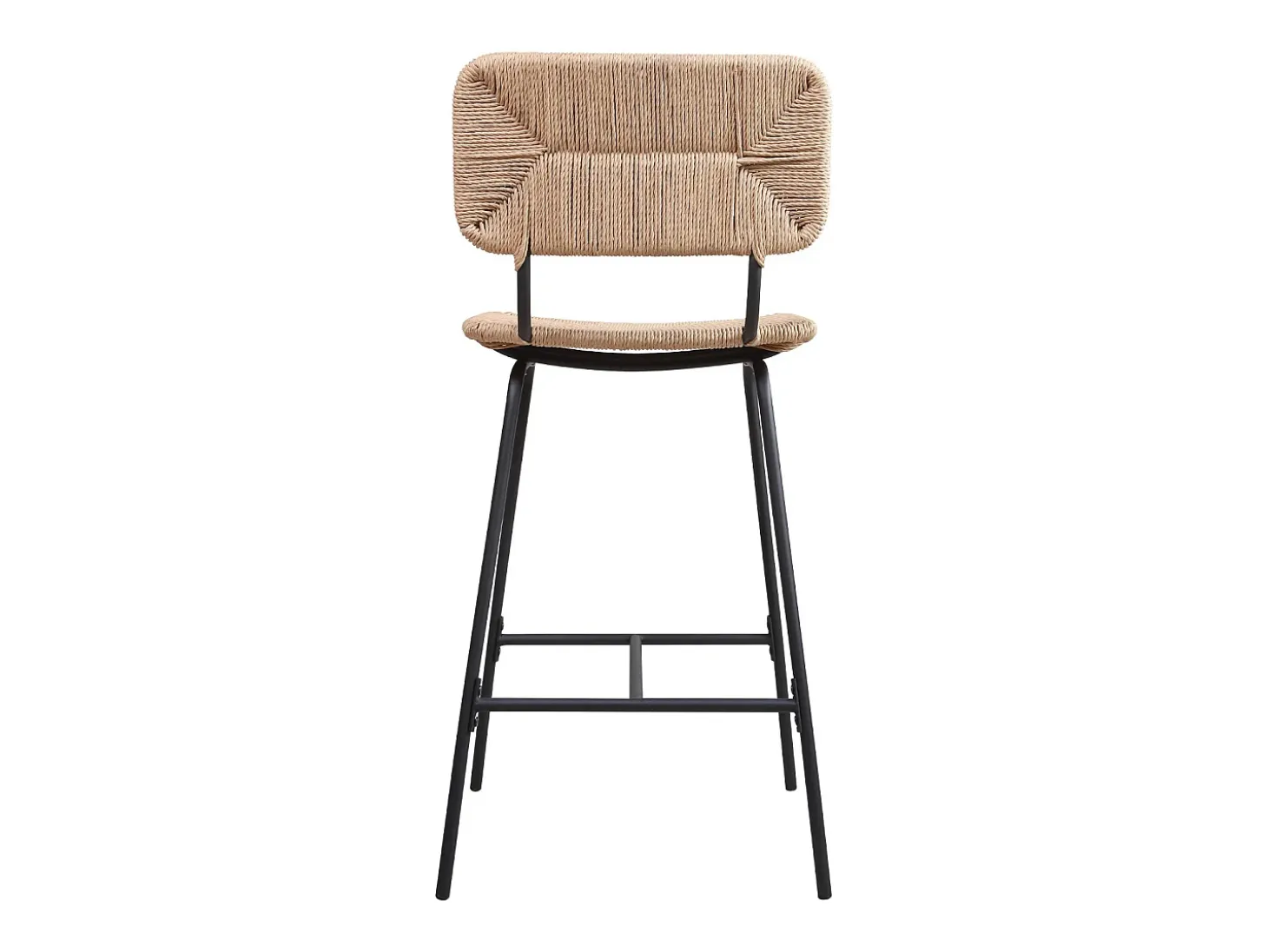 Conjunto de taburetes de bar e isla de metal con asiento de ratán 65cm TIDRA