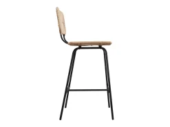 Conjunto de taburetes de bar e isla de metal con asiento de ratán 65cm TIDRA