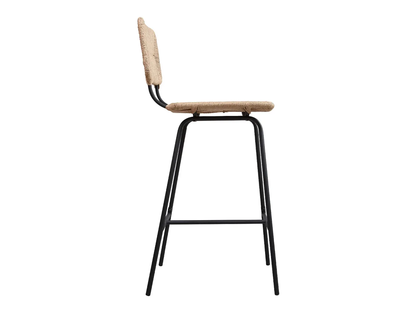 Conjunto de taburetes de bar e isla de metal con asiento de ratán 65cm TIDRA