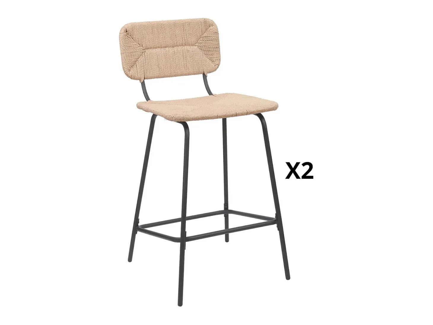 Conjunto de taburetes de bar de metal con asiento de ratán 65cm NEMA