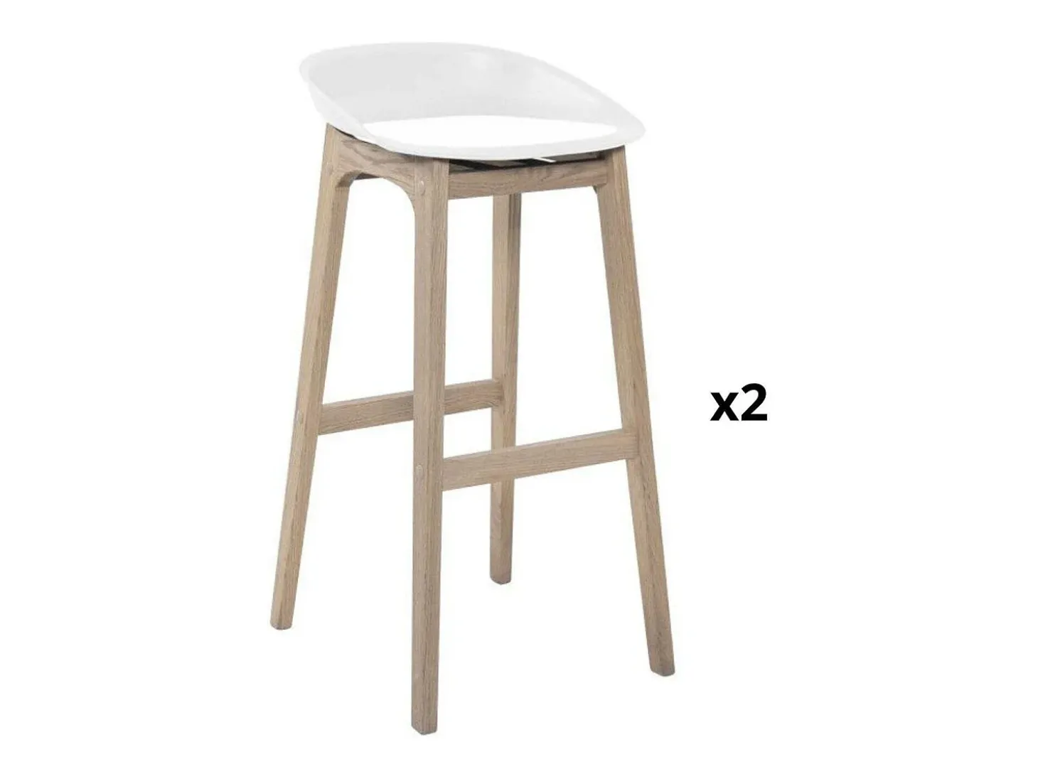 Conjunto de taburetes de bar RIVA de roble de 75 cm con asiento de plástico