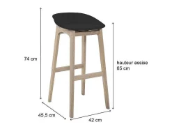 Conjunto de taburetes de bar de madera 65cm RIVA