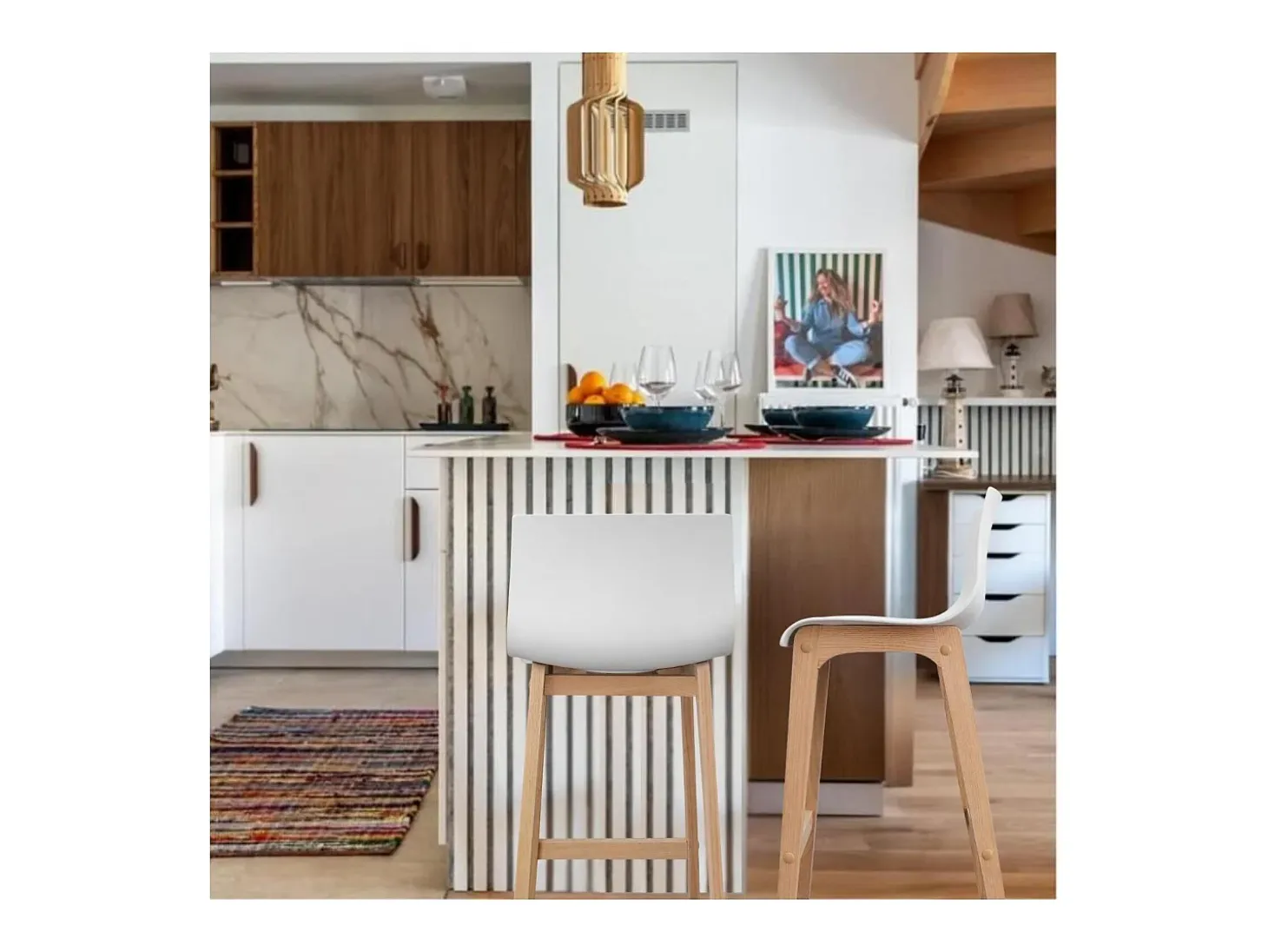 Conjunto de taburetes de bar de roble 65cm TANNA