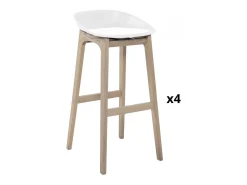 Conjunto de taburetes de bar RIVA de roble de 75 cm con asiento de plástico