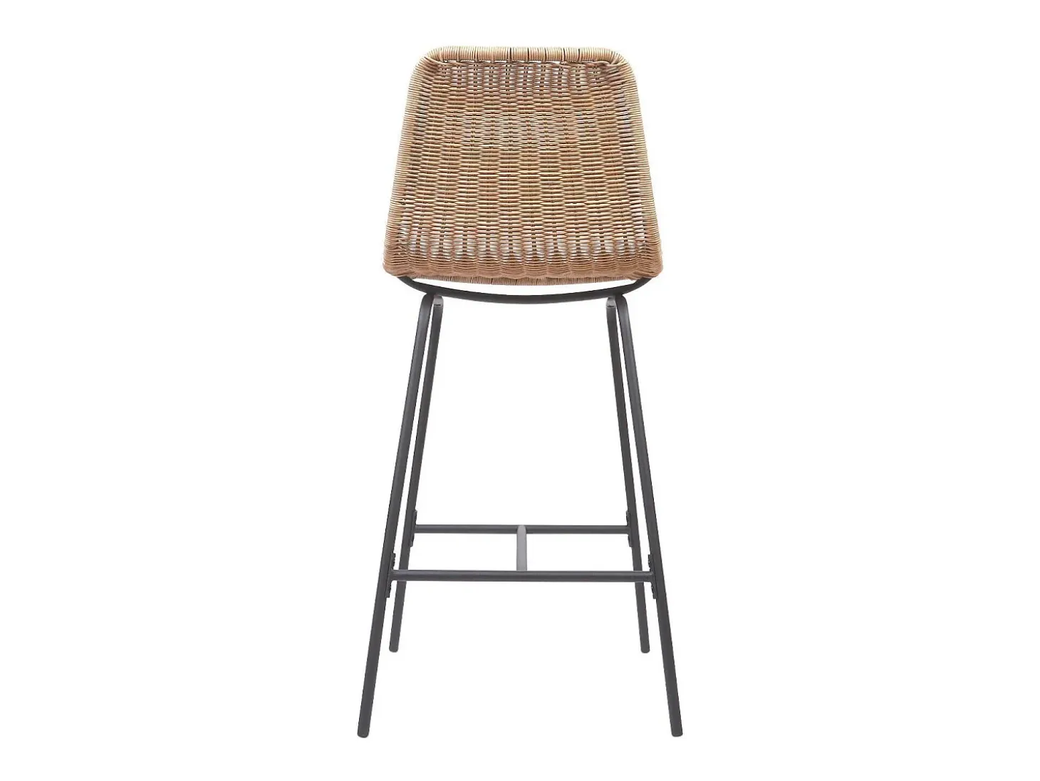 Conjunto de taburetes de bar e isla de metal con asiento de ratán 65cm KUTA