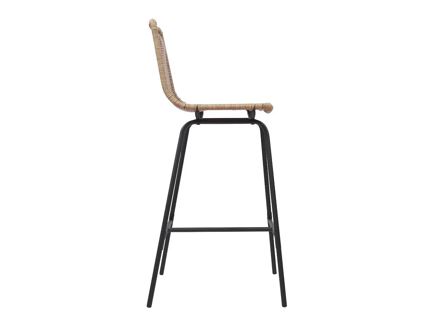 Conjunto de taburetes de bar e isla de metal con asiento de ratán 65cm KUTA