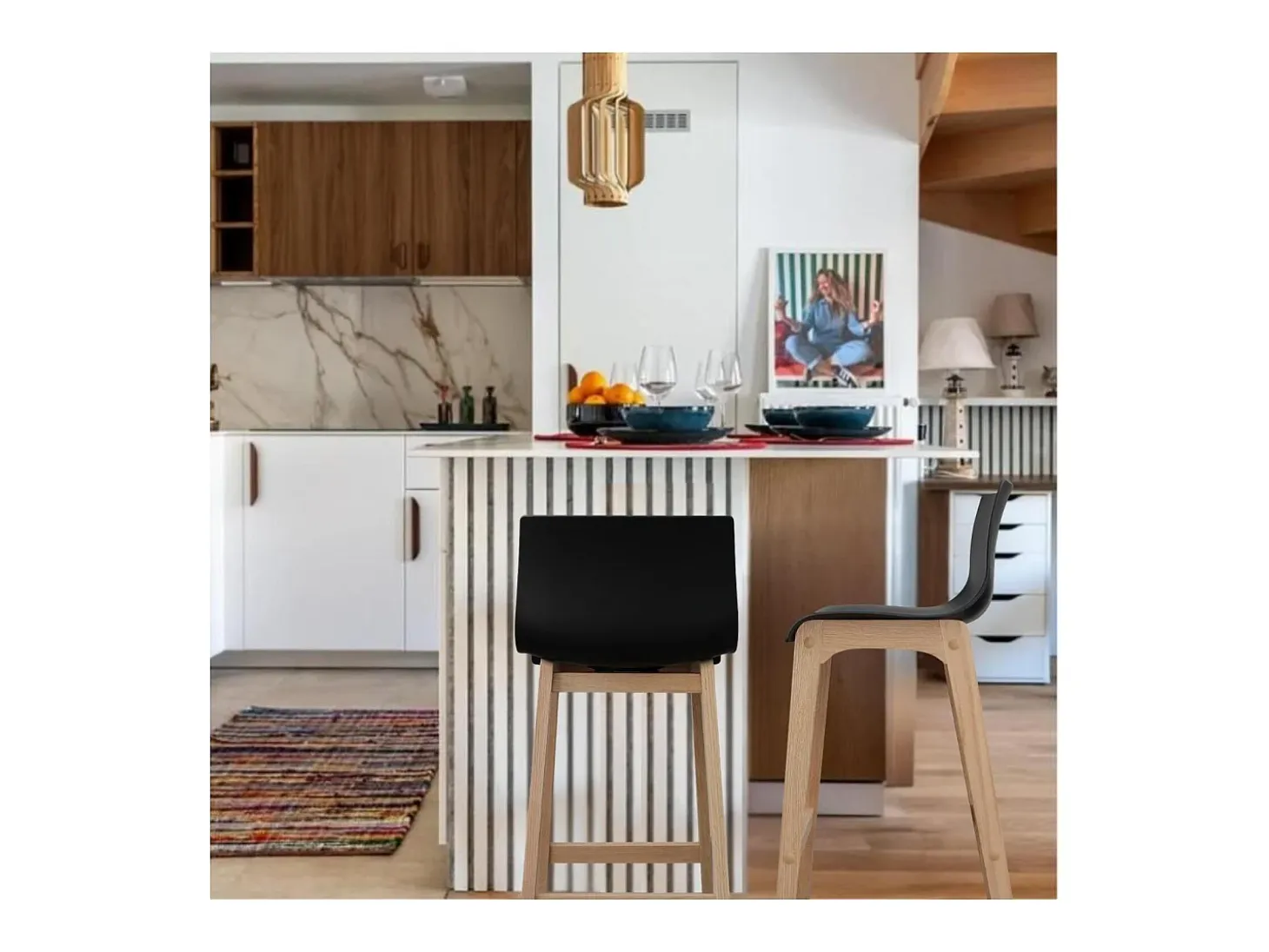 Conjunto de taburetes de bar de roble 65cm TANNA