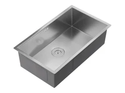 Conjunto fregadero 76x45 cm SOELA + grifo ROFILA de acero inoxidable - Gris y Dorado
