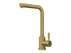 Conjunto fregadero 76x45 cm SOELA + grifo ROFILA de acero inoxidable - Gris y Dorado