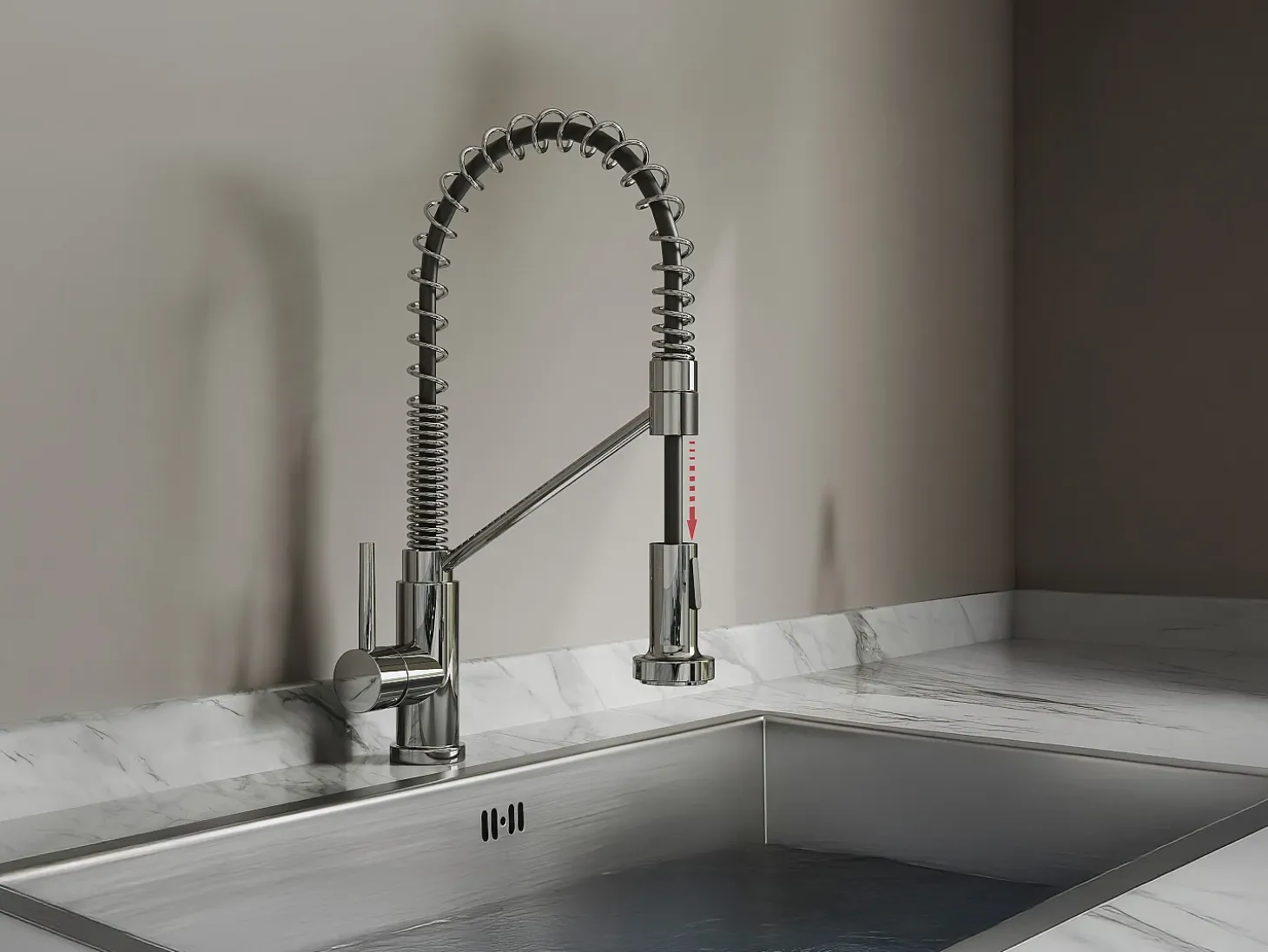 Conjunto fregadero 76x45 cm SOELA + grifo con ducha ROFLEX de acero inoxidable