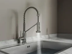 Conjunto fregadero 76x45 cm SOELA + grifo con ducha ROFLEX de acero inoxidable