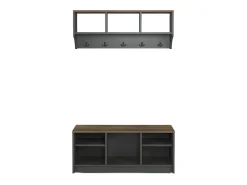 Conjunto muebles recibidor: banco zapatero y perchero de pared de madera Parson - Negro
