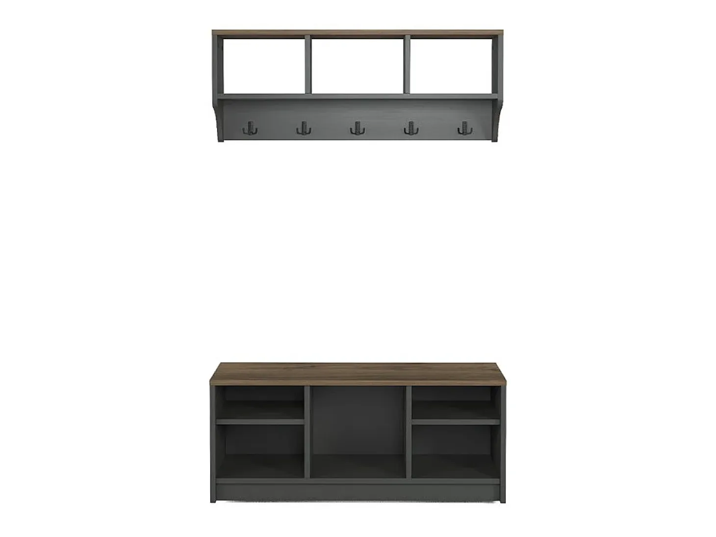 Conjunto muebles recibidor: banco zapatero y perchero de pared de madera Parson - Negro