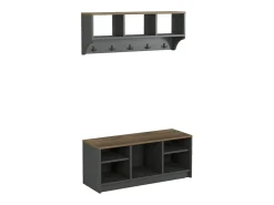 Conjunto muebles recibidor: banco zapatero y perchero de pared de madera Parson - Negro