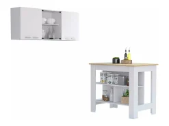 Conjunto Norfolk de Cocina, Isla de Cocina + Mueble de Pared para Cocina