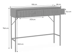 Consola con efecto madera estriada negra, 100cm negro