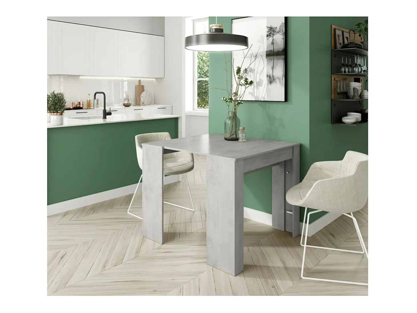 Consola de comedor extensible Funzionale 5 posiciones cemento