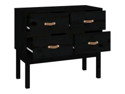 Consola de madera maciza de pino negra de 90 x 40 x 78 cm.