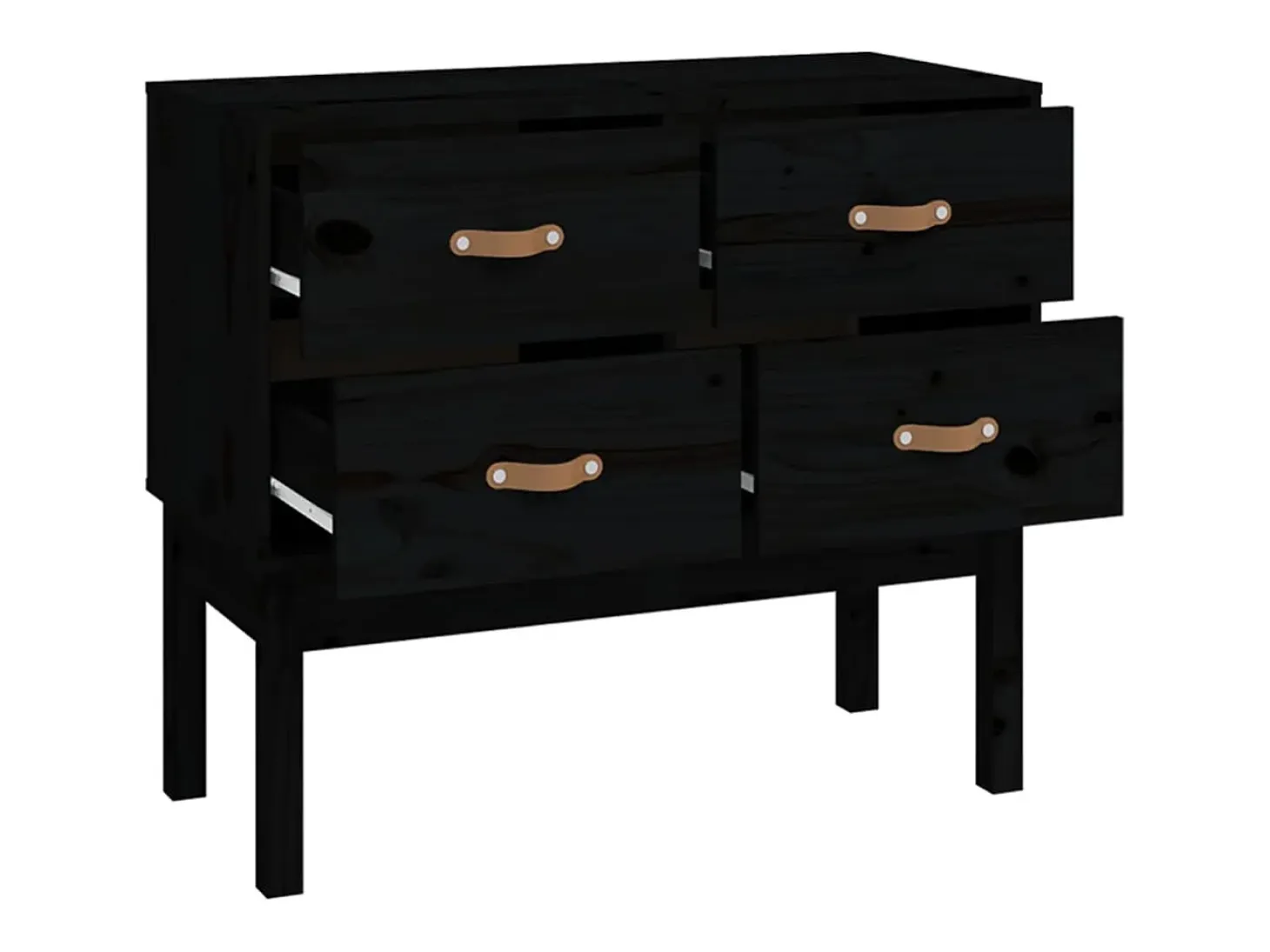 Consola de madera maciza de pino negra de 90 x 40 x 78 cm.