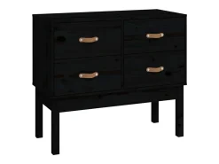 Consola de madera maciza de pino negra de 90 x 40 x 78 cm.