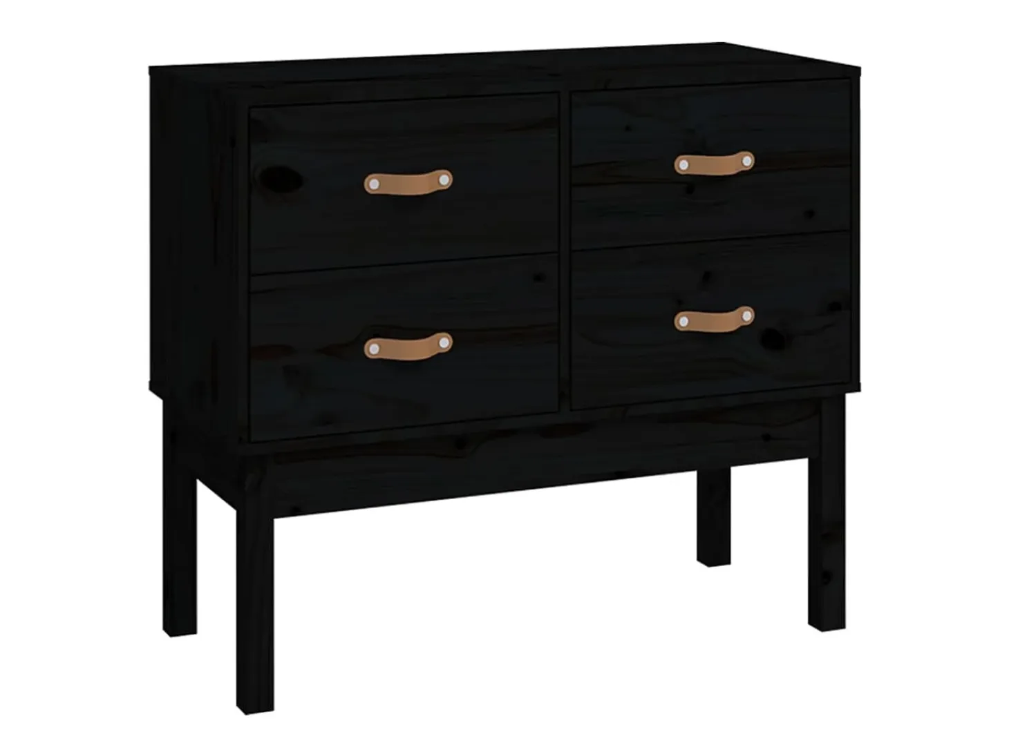 Consola de madera maciza de pino negra de 90 x 40 x 78 cm.