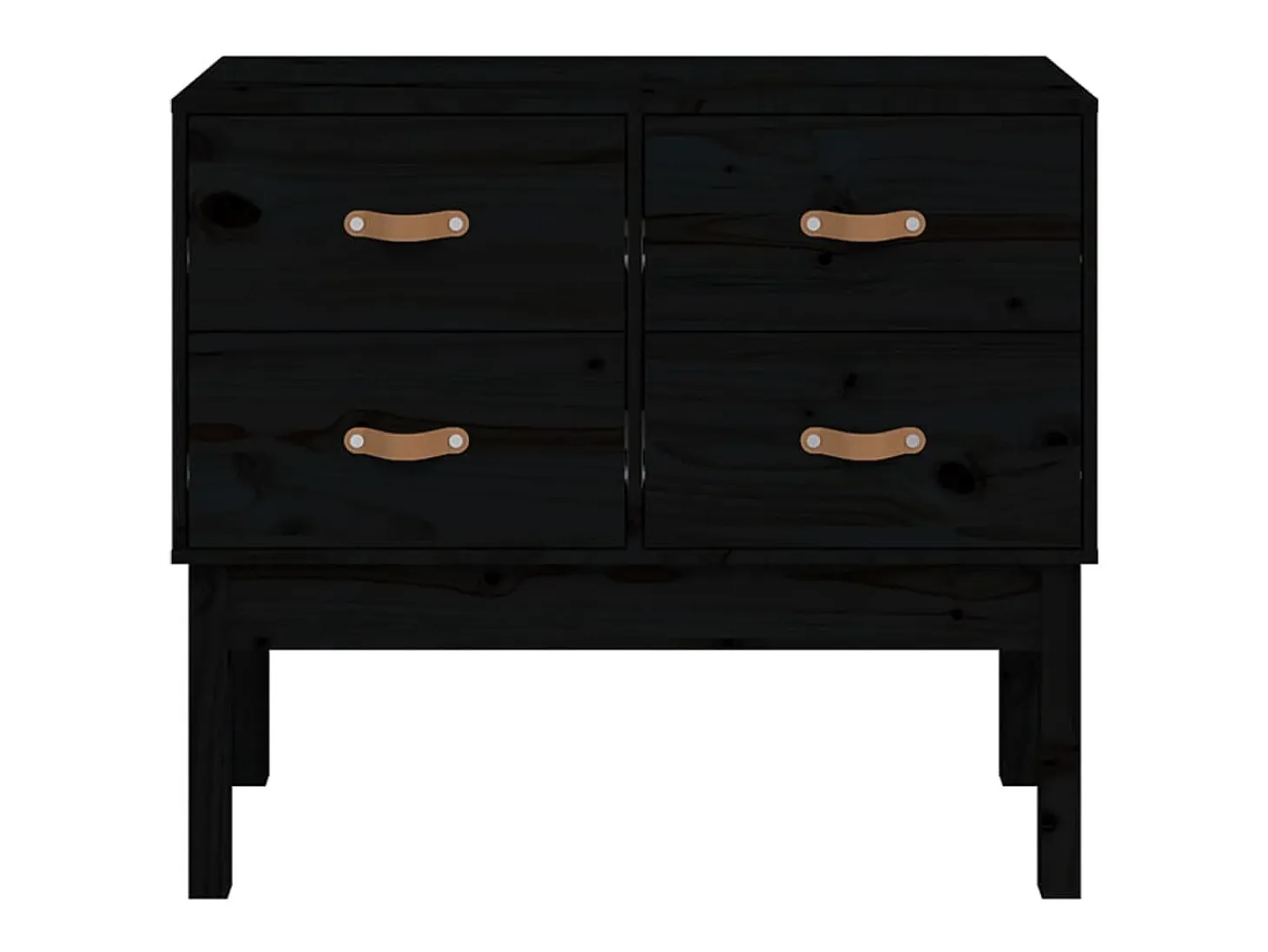 Consola de madera maciza de pino negra de 90 x 40 x 78 cm.