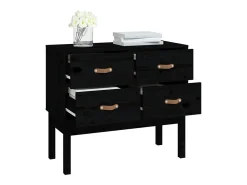 Consola de madera maciza de pino negra de 90 x 40 x 78 cm.
