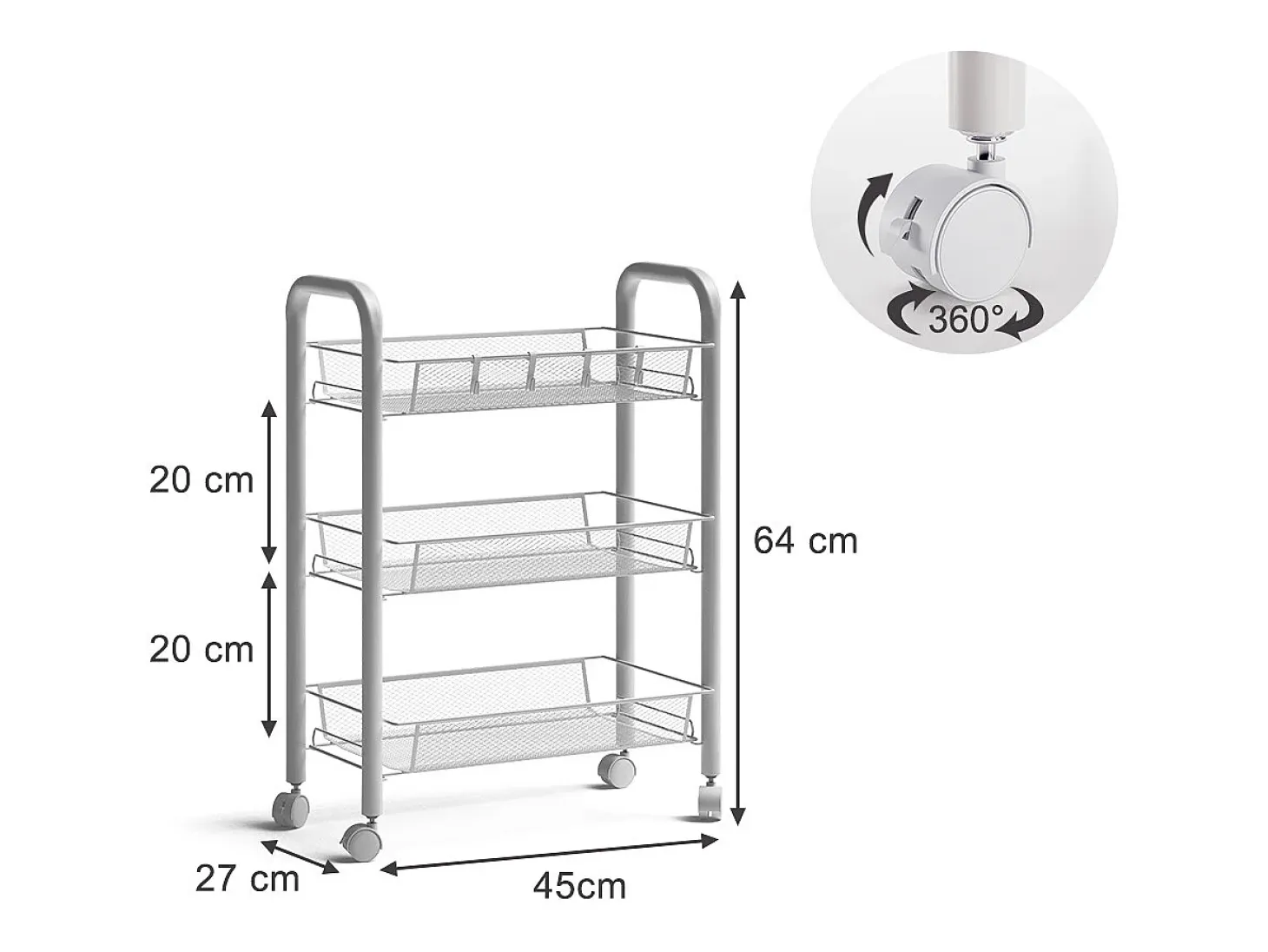 Contenedor con ruedas blanco 45x27x64 tarro