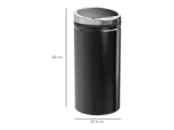 Contenedor sensorial de 42L, apertura automática, acero inoxidable, negro (30,5x30,5x68 cm)