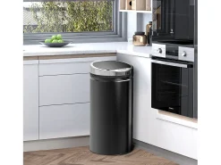 Contenedor sensorial de 42L, apertura automática, acero inoxidable, negro (30,5x30,5x68 cm)