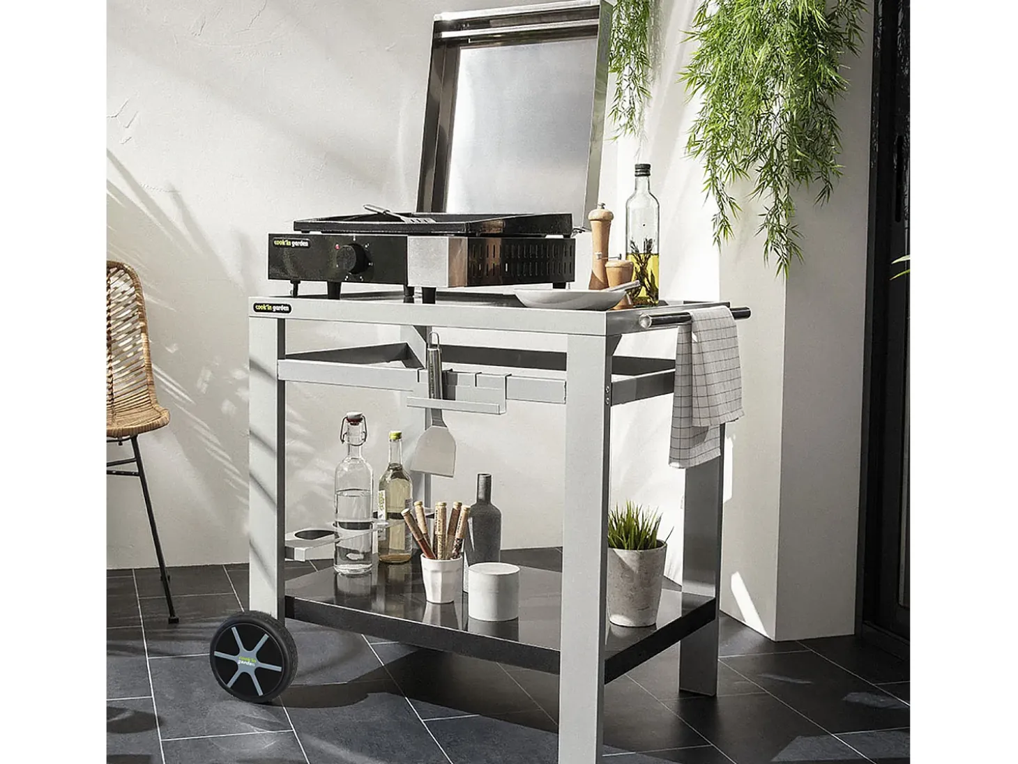 Cook'in Garden - Plancha eléctrica + tapa de hierro fundido FINESTA - 2,5 kW