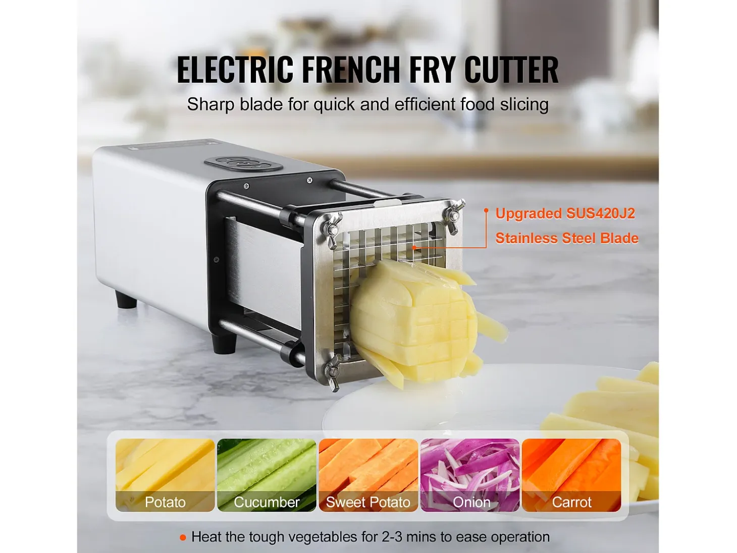 Cortador De Papas Eléctrico SucceBuy, Picadora De Patatas Y Verduras De Acero Inoxidable