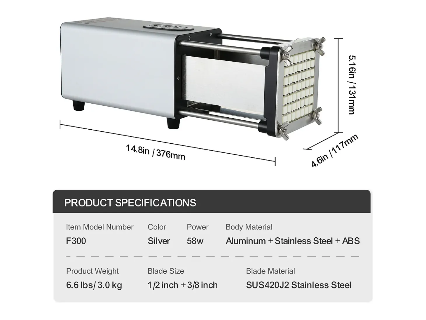 Cortador De Papas Eléctrico SucceBuy, Picadora De Patatas Y Verduras De Acero Inoxidable