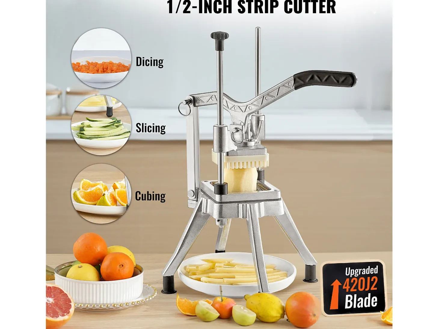Cortador de Patatas, Cortador de Verduras Comercial SucceBuy, Cortador de Frutas y Alimentos de 1,3 cm, Picador