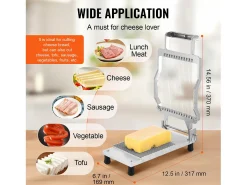 Cortador de Queso Fino SucceBuy, Hilo de 0,5 cm, para Queso, Cocina, 0 V, Aleación de Aluminio, Plata