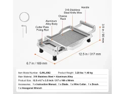 Cortador de Queso Fino SucceBuy, Hilo de 0,5 cm, para Queso, Cocina, 0 V, Aleación de Aluminio, Plata