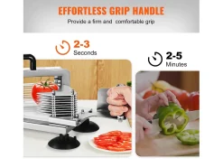 Cortador De Tomates Comercial SucceBuy 0,64 cm Cortador Manual De Tomates De Acero Inoxidable