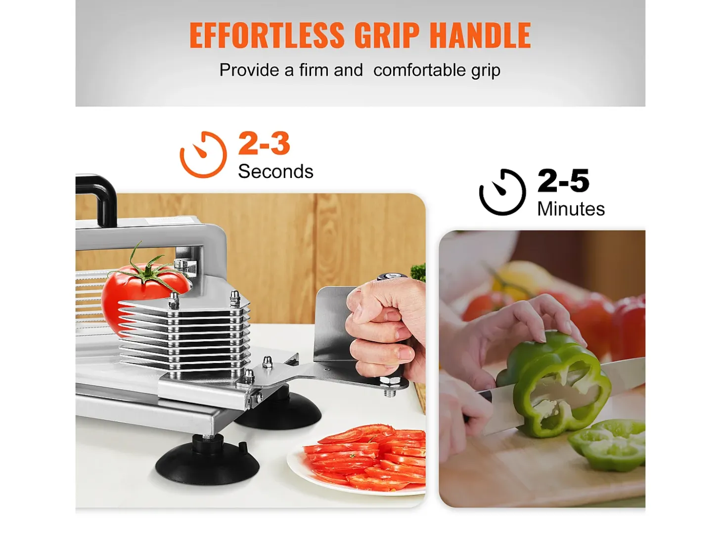 Cortador De Tomates Comercial SucceBuy 0,64 cm Cortador Manual De Tomates De Acero Inoxidable