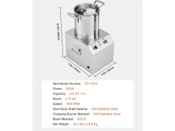 Cortador de Verduras SucceBuy Robot de Cocina y Picadora 4 L - 550 W - Alto Rendimiento